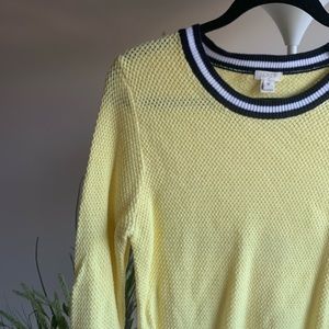 yellow j crew sweater // crew neck // navy white